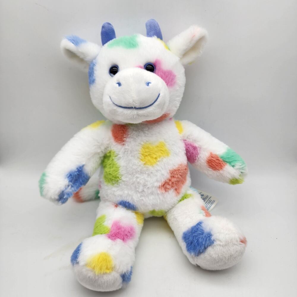 Build-A-Bear Splatter Rainbow Cow Plush Stuffed Animal Toy 16" Pastel Spotted